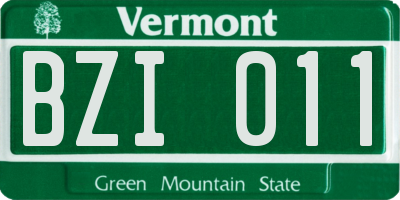 VT license plate BZI011