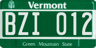 VT license plate BZI012