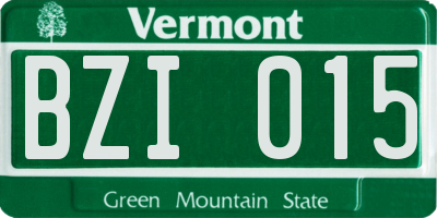 VT license plate BZI015