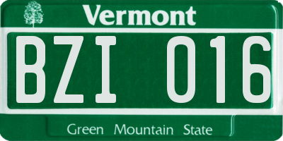 VT license plate BZI016