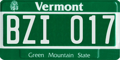 VT license plate BZI017