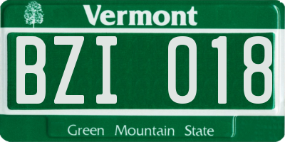VT license plate BZI018