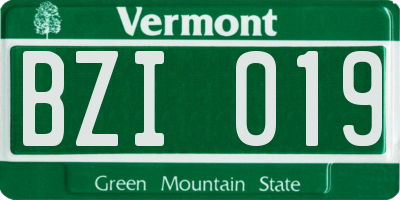 VT license plate BZI019