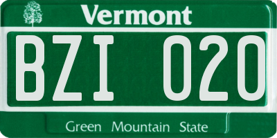 VT license plate BZI020