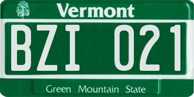 VT license plate BZI021