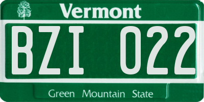 VT license plate BZI022