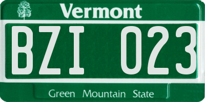 VT license plate BZI023