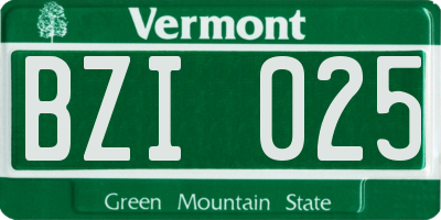 VT license plate BZI025