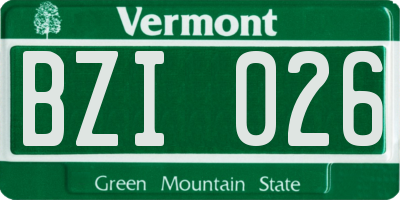VT license plate BZI026