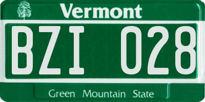 VT license plate BZI028