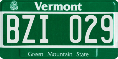 VT license plate BZI029