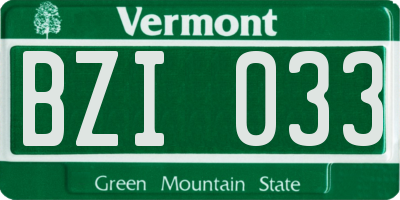 VT license plate BZI033