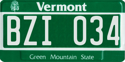 VT license plate BZI034