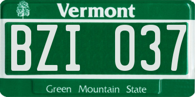 VT license plate BZI037