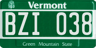 VT license plate BZI038