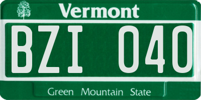 VT license plate BZI040