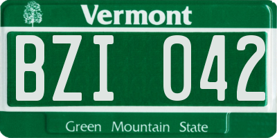 VT license plate BZI042