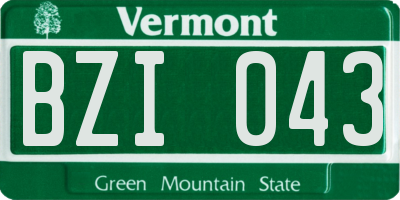 VT license plate BZI043