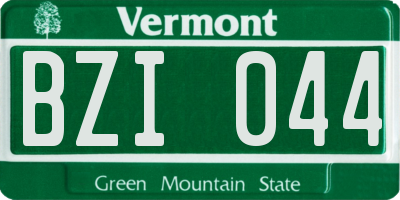 VT license plate BZI044