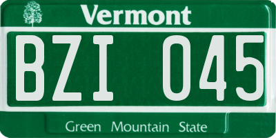 VT license plate BZI045