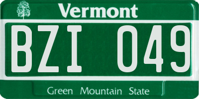 VT license plate BZI049