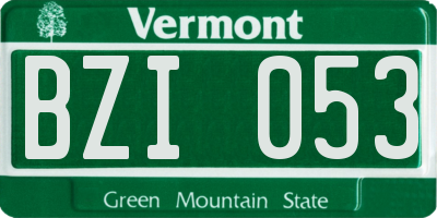 VT license plate BZI053
