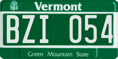VT license plate BZI054