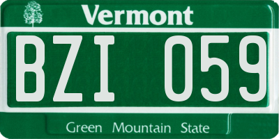 VT license plate BZI059
