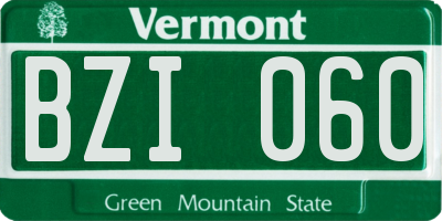 VT license plate BZI060