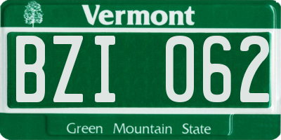 VT license plate BZI062