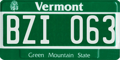 VT license plate BZI063
