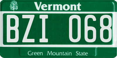 VT license plate BZI068