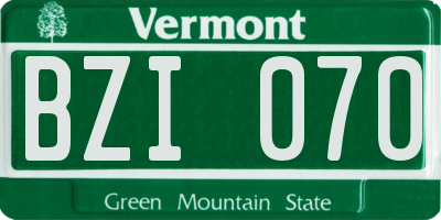 VT license plate BZI070