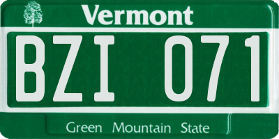VT license plate BZI071