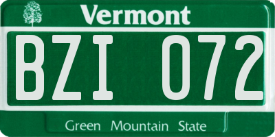 VT license plate BZI072