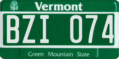 VT license plate BZI074