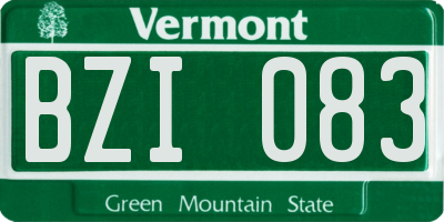 VT license plate BZI083