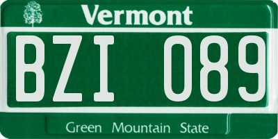 VT license plate BZI089