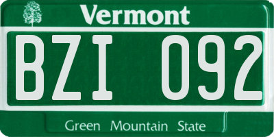 VT license plate BZI092