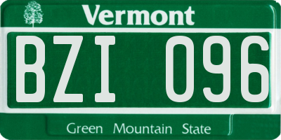 VT license plate BZI096
