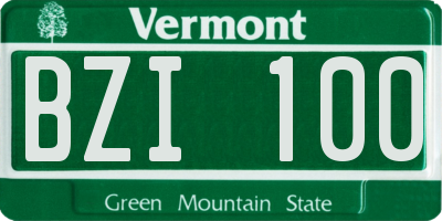 VT license plate BZI100