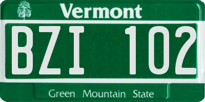 VT license plate BZI102