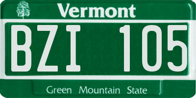 VT license plate BZI105