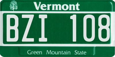 VT license plate BZI108
