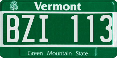 VT license plate BZI113