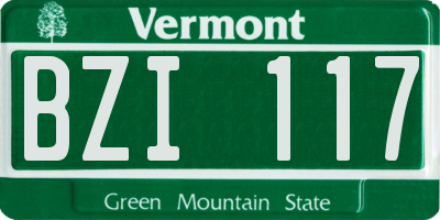 VT license plate BZI117
