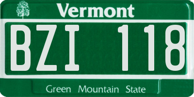 VT license plate BZI118