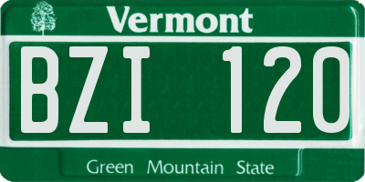 VT license plate BZI120