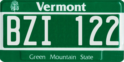 VT license plate BZI122