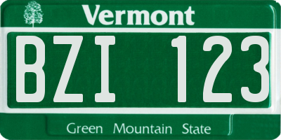 VT license plate BZI123